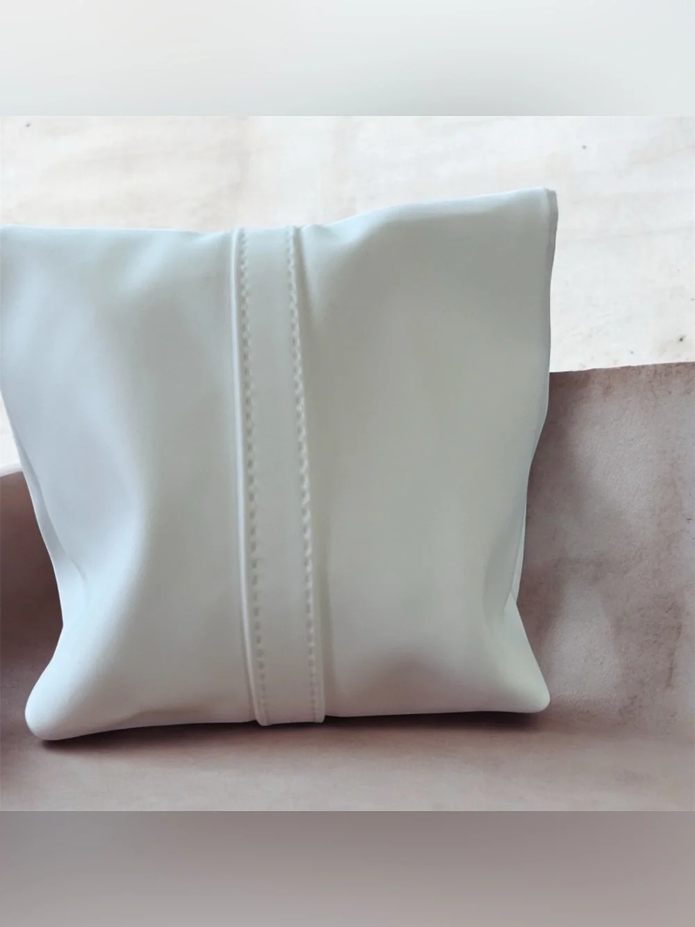 DIOR White Foldover Leather makeup bag